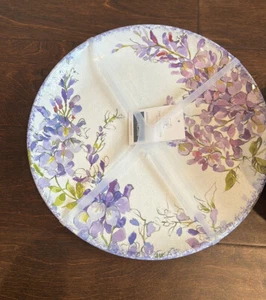 Farmhouse Rachel Ashwell Melamine 4 Dinner Plates Lavender Purple Floral - Picture 1 of 1