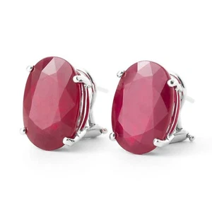 14K. SOLID GOLD FRENCH CLIPS EARRING WITH NATURAL RUBY (White Gold) - Picture 1 of 6