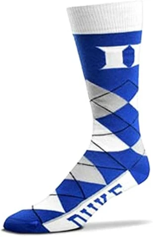 New! Duke University Mens Blue White gray Argyle Crew Socks NCAA OSFM Devils Cover