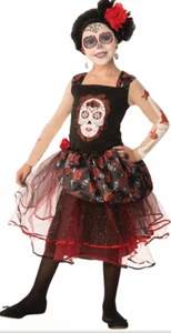New Day of the Dead Rosa Senorita Girls Costume Small 4-6 yrs - Picture 1 of 1