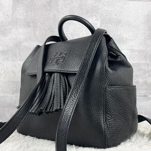 Tory Burch Rucksack Thea Fransen geprägt schwarz Leder Damen gebraucht aus Japan - Bild 1 von 10