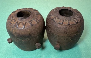Pair Denver Weston Bull Cattle Horn Weights Cast Iron Growth Corrector Antique - Picture 1 of 4