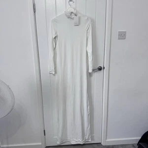 Bumpsuit Maternity White High Neck Dress Long Length NWT Size M - Picture 1 of 12