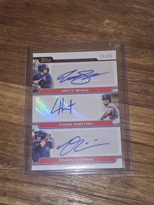 2025 Topps Pro Debut Cade Horton Owen Caissie Matt Shaw Triple Auto /25 - Cubs - Image 1 of 3