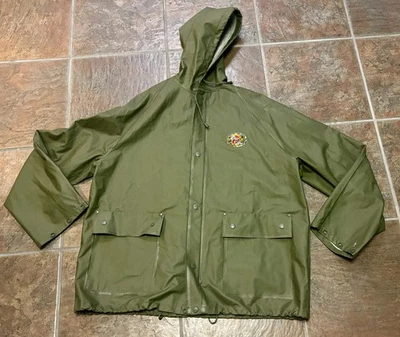 Chaqueta de lluvia impermeable verde Stearns para hombre talla XL ropa en seco capucha adjunta Foto 1 de 4