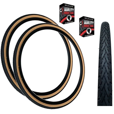 PAAR Baldys 700 x 35c AMBER WALL Hybrid Trekking Rennrad Slick Reifen & Schläuche - Bild 1 von 4
