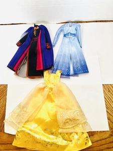 Disney Princess Frozen 2 Anna Elsa Dresses And Belle Dress Lot - Picture 1 of 6