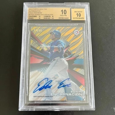 2015 Topps High Tek Auto Gold Rainbow Edwin Encarnacion /50 BGS 10 PRISTINE - Image 1 of 2