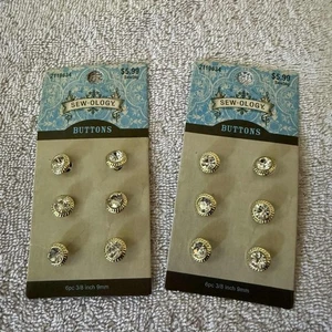 Botones Sew-ology 6 piezas 3/8 pulgadas 9 mm oro 2 paquetes - Imagen 1 de 9