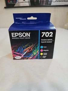 Cartuchos de tinta nuevos, originales OEM, Epson 702, capacidad estándar, 4 Pk. Exp 5/23. - Imagen 1 de 5