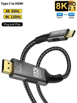 Adaptador de Cable 8K USB C a HDMI 2.1 8K60Hz Tipo C a HDMI Cable para Thunderbolt Foto 1 de 4