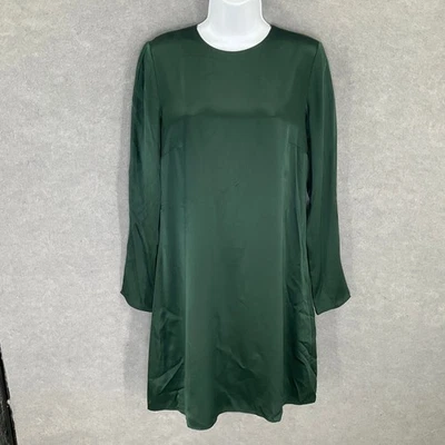Vestido Banana Republic Mujer S Verde Seda Manga Larga Carrera Fiesta Cóctel Foto 1 de 4