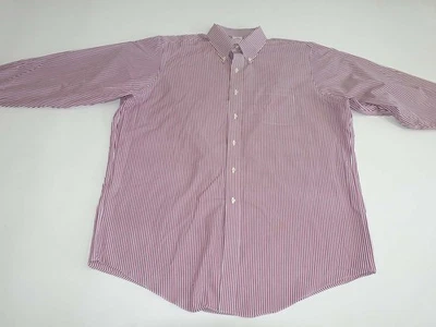 Camisa de vestir Brooks Brothers para hombre ajuste tradicional sin hierro 17,5-34 roja blanca Foto 1 de 4