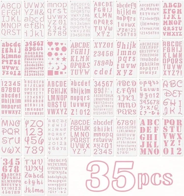 1/2, 1 Inch Letter Stencils for Painting, 10 Different Fonts Number Alphabet Ste - Image 1 of 4