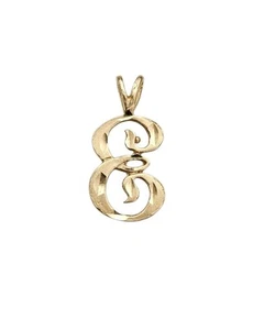 14K Yellow Gold Letter E Pendant - Picture 1 of 8