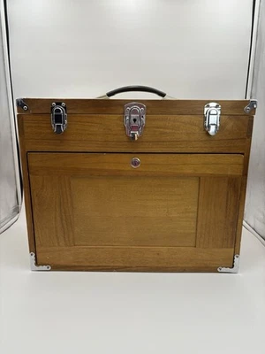 8 Drawer Hard Wood Tool Chest Storage Box Cabinet Felt Lined Machinists Chest - Image 1 of 4