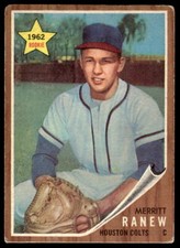 1962 TOPPS MERRITT RANEW 156 VG RC ROOKIE STAR BASEBALL HOUSTON COLT .45S
