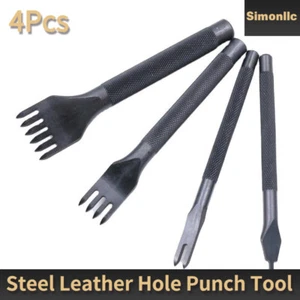Juego de 4 piezas de herramientas perforadoras de orificio de cuero de acero negro cincel de diamante 3/4/5 mm - Imagen 1 de 15