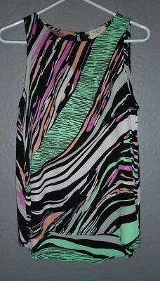 Everly High Low Multi-color Sleeveless Tank Geo Stripe Size Medium  EUC!  - Image 1 of 4
