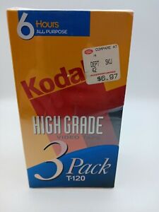 Kodak  3-Pack Video Cassette T-120 Blank  VHS High Standard Tapes New Sealed