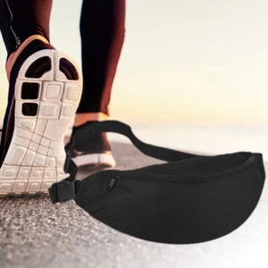 Black Workout Waist Phone Wallet Jogging Bag Travel Carry Handy Pack Belt Zip - Picture 1 of 1