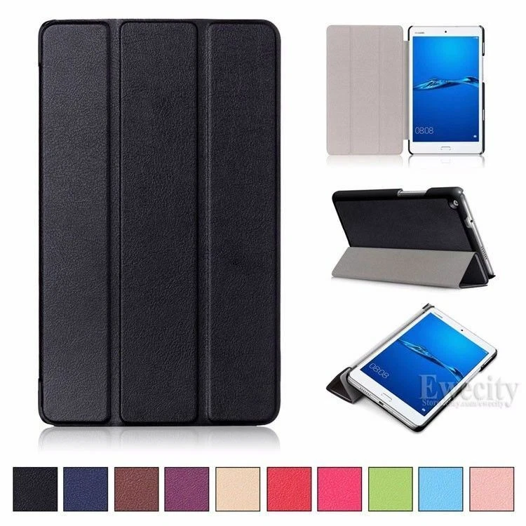 Folio Leather Tri-Fold Stand Smart Case Cover For Huawei MediaPad M3 M5 Pro Lite - Image 1 of 4