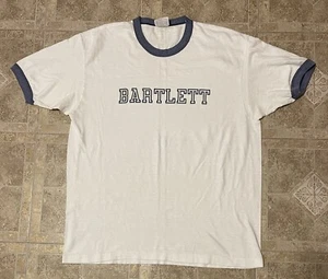 Vintage Bartlett Varsity Spell Out Hanes Single Stitch T-shirt Size XL - Picture 1 of 6