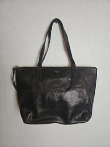 FOSSIL SHOULDER BAG PURSE BLACK PEBBLE LEATHER ZIP LARGE 12.125"x11.5"x4" - Picture 1 of 9