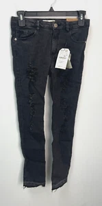 Zara Girls Casual Collection Black Slim Distressed Jeans Size 11/12 - Picture 1 of 8