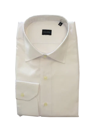 Camicia Uomo Slim Fit artigianale bianco collo francese 100% cotone - Immagine 1 di 2