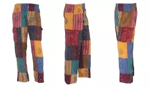 Pantaloni cotone patchwork S-5XL hippy boho yoga festival combattimento cargo S27 - Foto 1 di 5