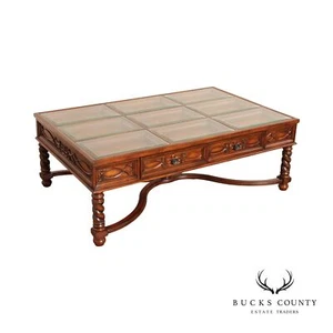 Palazzio Italian Renaissance Style Glass Top Coffee Table - Picture 1 of 12
