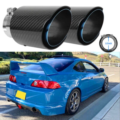 FOR Acura RSX Type-S 2.5" Inlet Dual Carbon Exhaust Tip Stainless Steel Muffler - Image 1 of 4