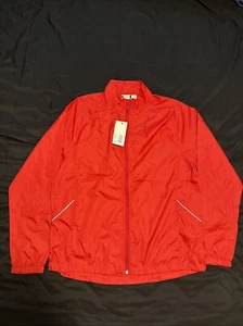 NWT Clique Men’s Rain Jacket Large Red Zip-Up Hooded Waterproof Outdoor Coat - Picture 1 of 5