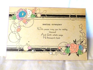 Antike 1920er AUFRICHTIGE SYMPATHIE Grußkarte einseitig Blumenblasen UNBENUTZT - Bild 1 von 2