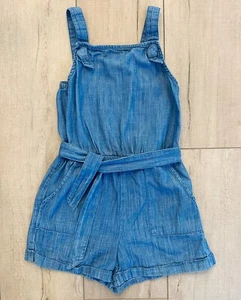 Girls Old Navy Belted Denim Shorts Romper 6/7 - Picture 1 of 2
