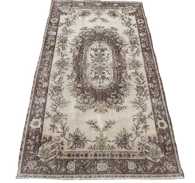 Handmade Vintage Rug, Anatolian Nomadic Carpet Rug, Floral Rug, 3.6 x 6.6 ft - Image 1 of 4