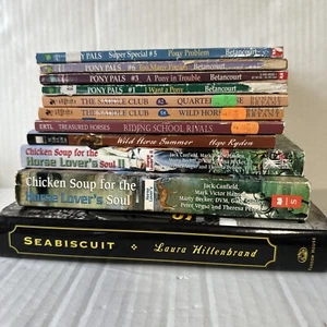 Lot Of 11 Horse Books Stories Seabiscuit Chicken Soup Saddle Club Pony Pals + - Imagen 1 de 17