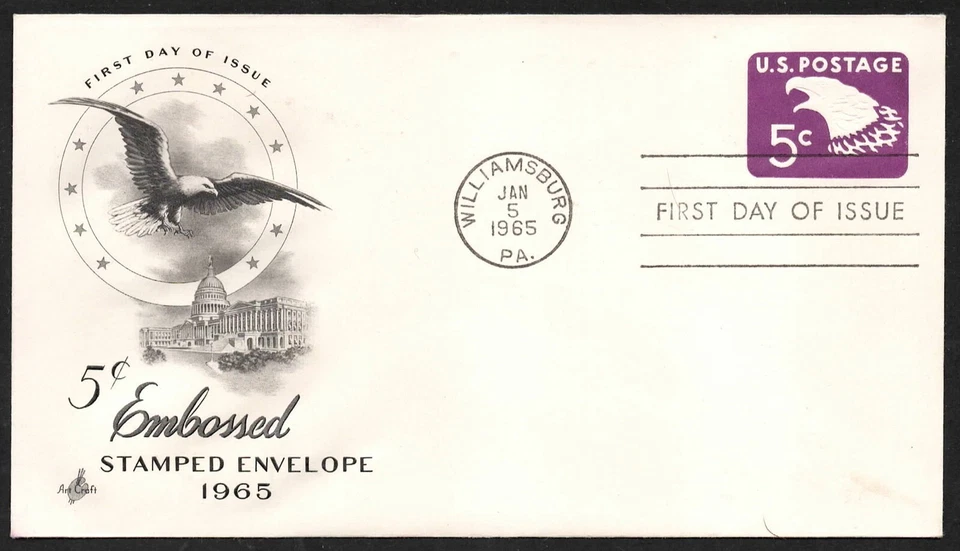 U517? UNITED STATES US postal stationery 5c FIRST DAY OF ISSUE 1/5/1965 - Image 1 of 1