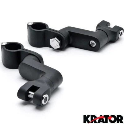 Black Bowleg Offset Foot Peg Mounts for Honda Yamaha Kawasaki Harley Triumph - Image 1 of 4