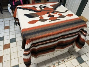 Mexican Blanket Rug Throw Eagle Bird Snake Tribal Southwestern Aztec Rattlesnake - Picture 1 of 5