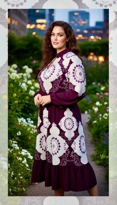 Vestido midi para mujer Niña con Curvas X Lane Bryant talla 18 geométrico boho campesino Foto 1 de 4