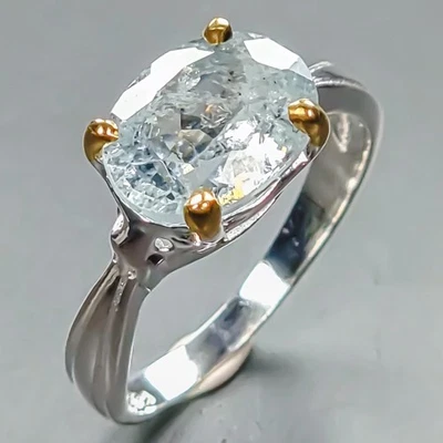 Anillo Aguamarina Natural Bellas Artes Plata de Ley 925 Talla 7.5/R444495 Foto 1 de 4
