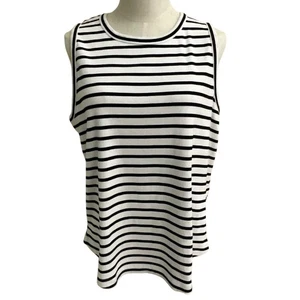 Chicos Striped Tank Top Sleeveless Black White 3 XL Summer Casual Layering - Picture 1 of 6