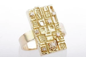 Designer Ring 750 Gelb Gold 18K Altschliff Rosenschliff Diamanten Gr 52! - - Bild 1 von 8