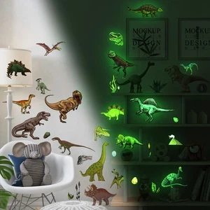 Wall Stickers Dinosaur Decor Glow In The Dark Self-adhesive Waterproof - Picture 1 of 12