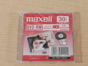 Maxell 8cm DVD-RW 1.4GB 30min Single Sided Rewritable Mini Disc – New Sealed - Picture 1 of 3