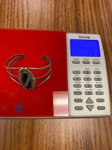 Native American Zuni Signed NJ Sterling Cuff Bracelet - Picture 1 of 8