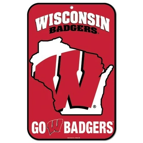 WISCONSIN BADGERS 11"x17" PLASTIC SIGN DURABLE POSTER FOR OUTDOOR OR INDOOR USE Cover