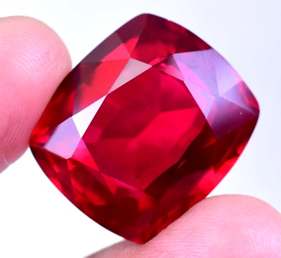 64.85 Ct Natural Mozambique Blood Red Ruby Certified Flawless Cushion Gemstone - Image 1 of 4